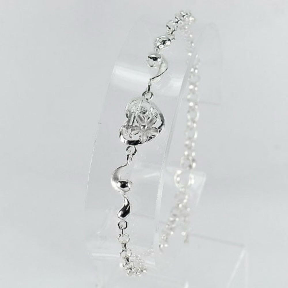 925 Sterling Silver‎ Heart Design Bracelet 7.5 Inches
